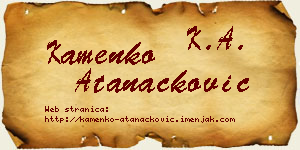 Kamenko Atanacković vizit kartica